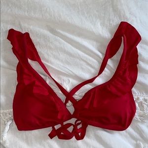 Target Shade&Shore red ruffled bikini top